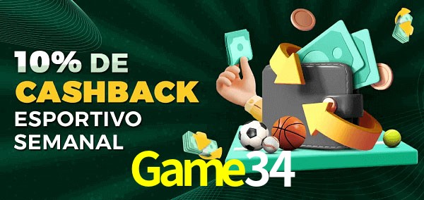 10% de bônus de cashback na Game34